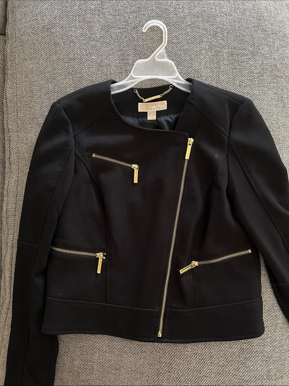 Michael Kors Black Zip-Accent Moto Blazer